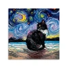 Kirkland's Aja Trier Tuxedo Cat Starry Night Canvas Art Print In Multi