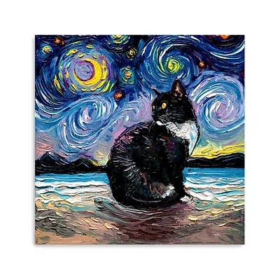 Kirkland's Aja Trier Tuxedo Cat Starry Night Canvas Art Print In Multi