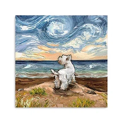 Kirkland's Aja Trier Westie Starry Beach Canvas Art Print In Multi