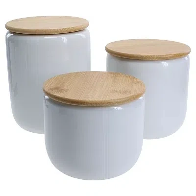 Kirkland's Alabaster Porcelain Canisters In White