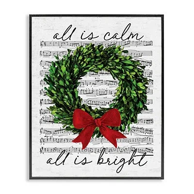 Kirkland's All Is Calm Wreath Sheet Music Wall Plaque In Multi