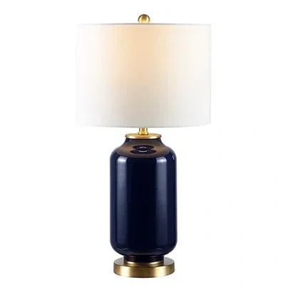 Kirkland's Amaia Dark Blue Glass Table Lamp In White