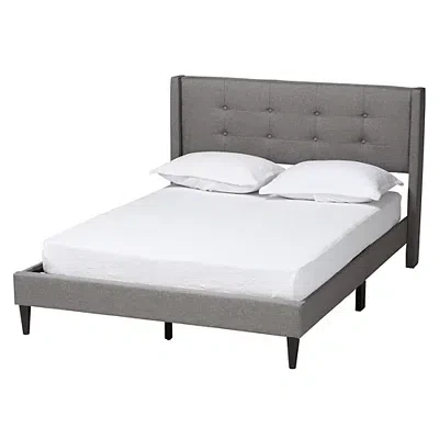 Kirkland's Amala Gray Button Tufted Queen Bed Frame