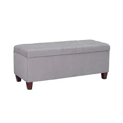 Kirkland's Amelia Tufted Gray Shoe Storage Ottoman Bench