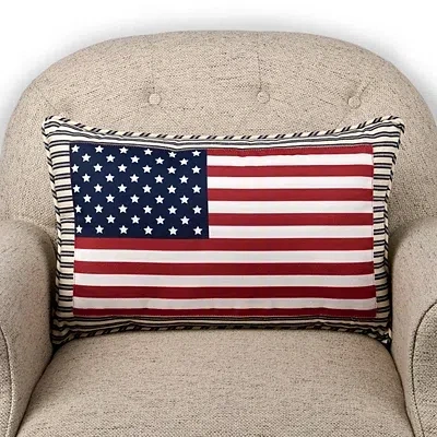 Kirkland's American Flag Ticking Stripe Lumbar Pillow In White