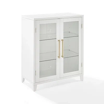 Kirkland's & Gold Glass Door Storage Cabinet In White