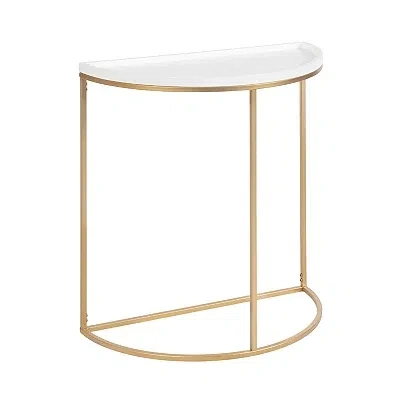 Kirkland's & Gold Half Moon Dorrah Accent Table In White
