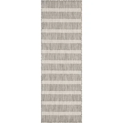 Kirkland's & Ivory Striped Positano Outdoor Rug In Gray