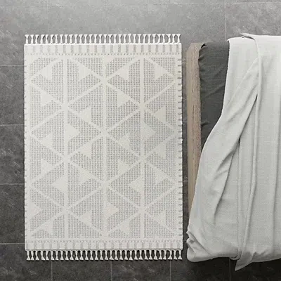 Kirkland's & White Geometric Shag Area Rug In Gray