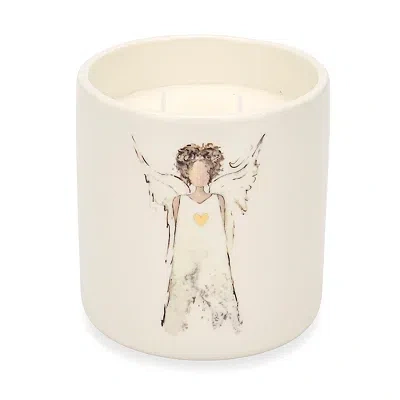 Kirkland's Angel Velvet Peach And Pink Lily Jar Candle In White