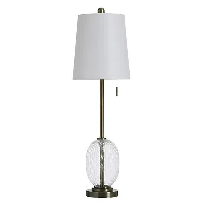Kirkland's Antique Brass And Clear Glass Buffet Lamp In White