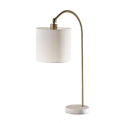 Kirkland's Antique Brass Arc Table Lamp In White
