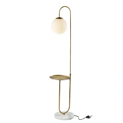 Kirkland's Antique Brass Side Table Floor Lamp In White
