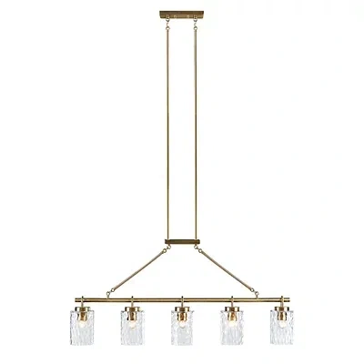Kirkland's Antique Brass Textured Glass Linear Chandelier In Gold