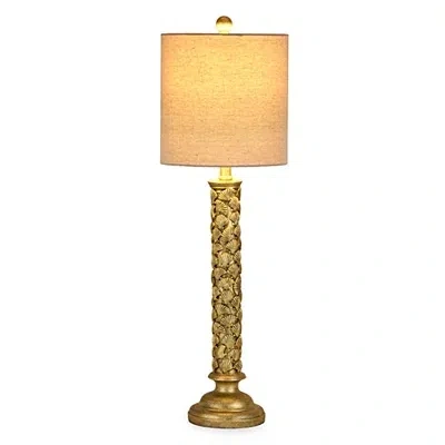 Kirkland's Antique Gold Shells Buffet Lamp In Brown