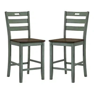 Kirkland's Antique Green Wood Counter Stools In Multi