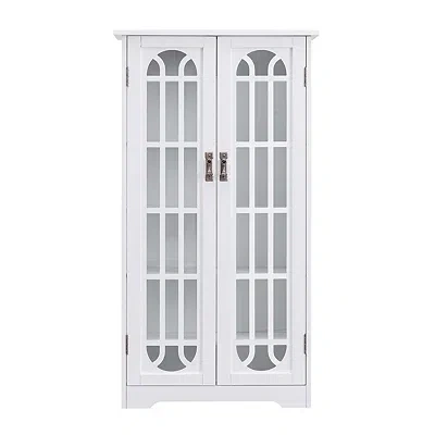 Kirkland's Antique White Windowpane Cabinet In Multi