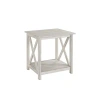 Kirkland's Antique Whitewashed Wood Square Side Table In White