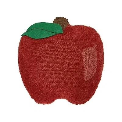 Kirkland's Apple Shaped Hooked Wool Pillow In Multi