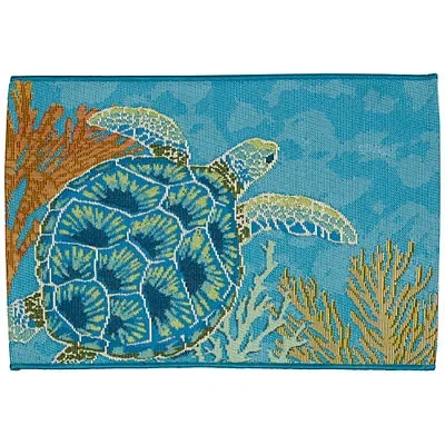 Kirkland's Aquatic Life Indoor/outdoor Accent Rug In Blue