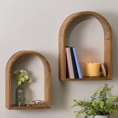 Kirkland's Arched Fir Wood Shelves In Brown