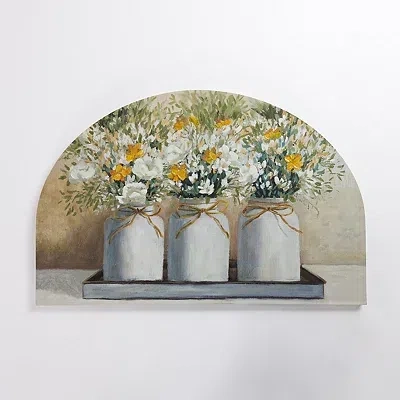 Kirkland's Arched Floral Mason Jar Canvas Art Print In Multi