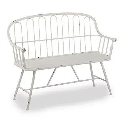 Kirkland's Arched Metal Outdoor Bench In White