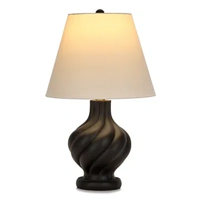 Kirkland's Aruna Black Swirl Table Lamp In White