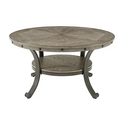 Kirkland's Ash Gray Round Nailhead Coffee Table