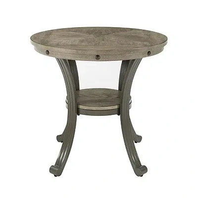 Kirkland's Ash Gray Round Nailhead Side Table