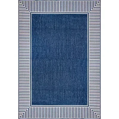 Kirkland's Asia Blue Stripe Border Outdoor Rug
