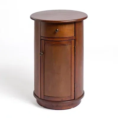 Kirkland's Avery Brown Wood Round Charging End Table