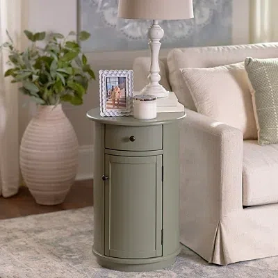 Kirkland's Avery Sage Green Wood Round Charging End Table