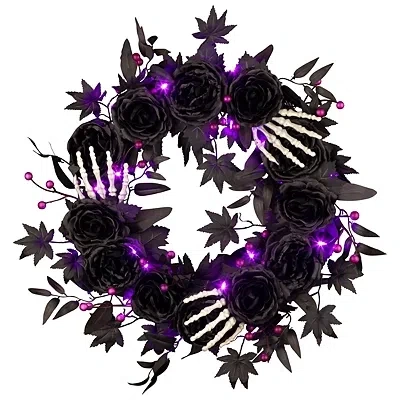 Kirkland's Bad To The Bone Black Roses Wreath In Multi