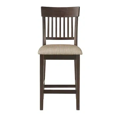 Kirkland's Balin Brown Wood Linen Slat Back Counter Stool