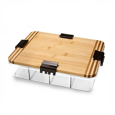 Kirkland's Bamboo 11-section Serving Tray With Lid In Brown