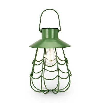Kirkland's Basil Green Metal Cage Solar Lantern