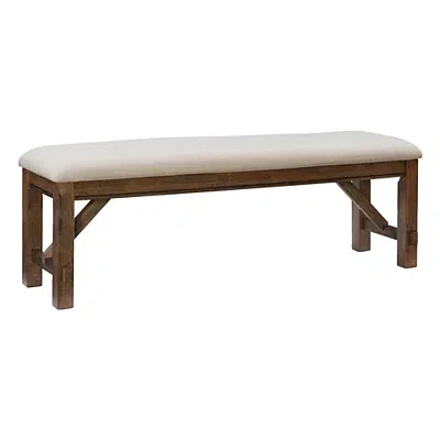 Kirkland's Basketweave Upholstered Wood Bench In Brown