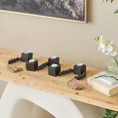 Kirkland's Beaded Garland Taper Candle Holder In Black