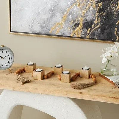 Kirkland's Beaded Garland Taper Candle Holder In Brown