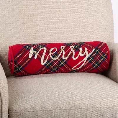 Kirkland's Beaded Merry Plaid Bolster Pillow In Multi