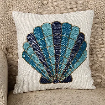 Kirkland's Beaded Seashell Pillow In Multi