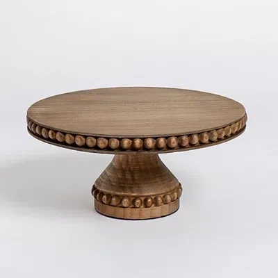 Kirkland's Beaded Wood Cake Stand In Brown