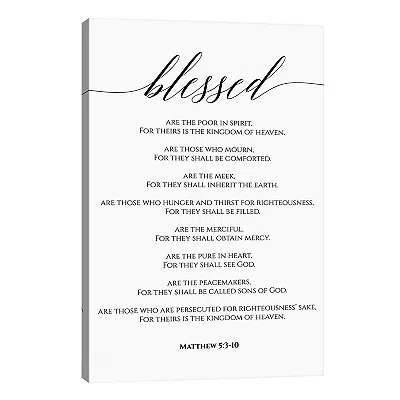 Kirkland's Beatitudes Matthew 5:3-10 Canvas Art Print In White