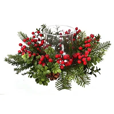 Kirkland's Berry And Boxwood Waterproof Candle Holder In Multi