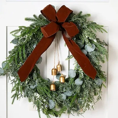 Kirkland's Berry Eucalyptus Wreath With Brown Bow In Multi