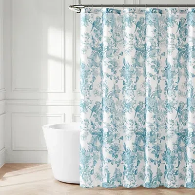 Kirkland's Bird And Hydrangea Toile Shower Curtain In Blue