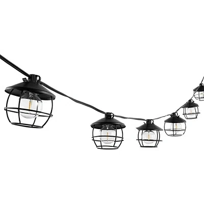 Kirkland's Birdcage Shades Led Outdoor String Lights In Black