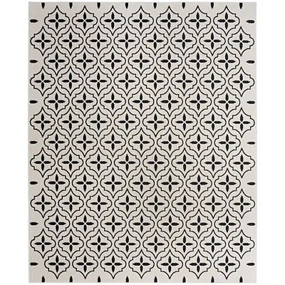 Kirkland's Black Quatrefoil Indoor/outdoor Rug In Multi