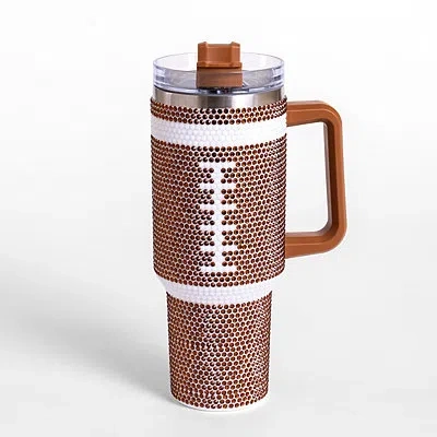 Kirkland's Bling Football 40 oz Insulated Tumbler In Brown